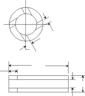 Dimensioned drawing of a falling film tube insert shown in elevation and section