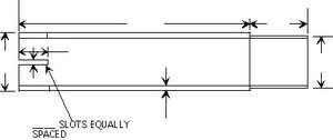 Dimensioned drawing of a tube insert with equally spaced holes