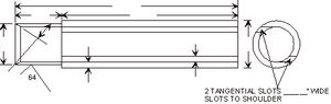 Dimensioned drawing of a tube insert with a tangential slot and wide slots to shoulder