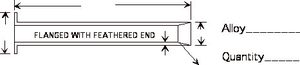 Erosion-corrosion drawing of a tube insert flanged with a feathered end, with alloy and quantity specification block