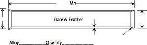Erosion-corrosion drawing of a tube insert feathered at both ends, with alloy and quantity specification block