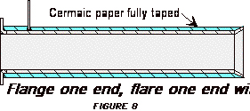 Drawing of a high temperature tube insert flanged one end and flared one end, with ceramic paper fully taped
